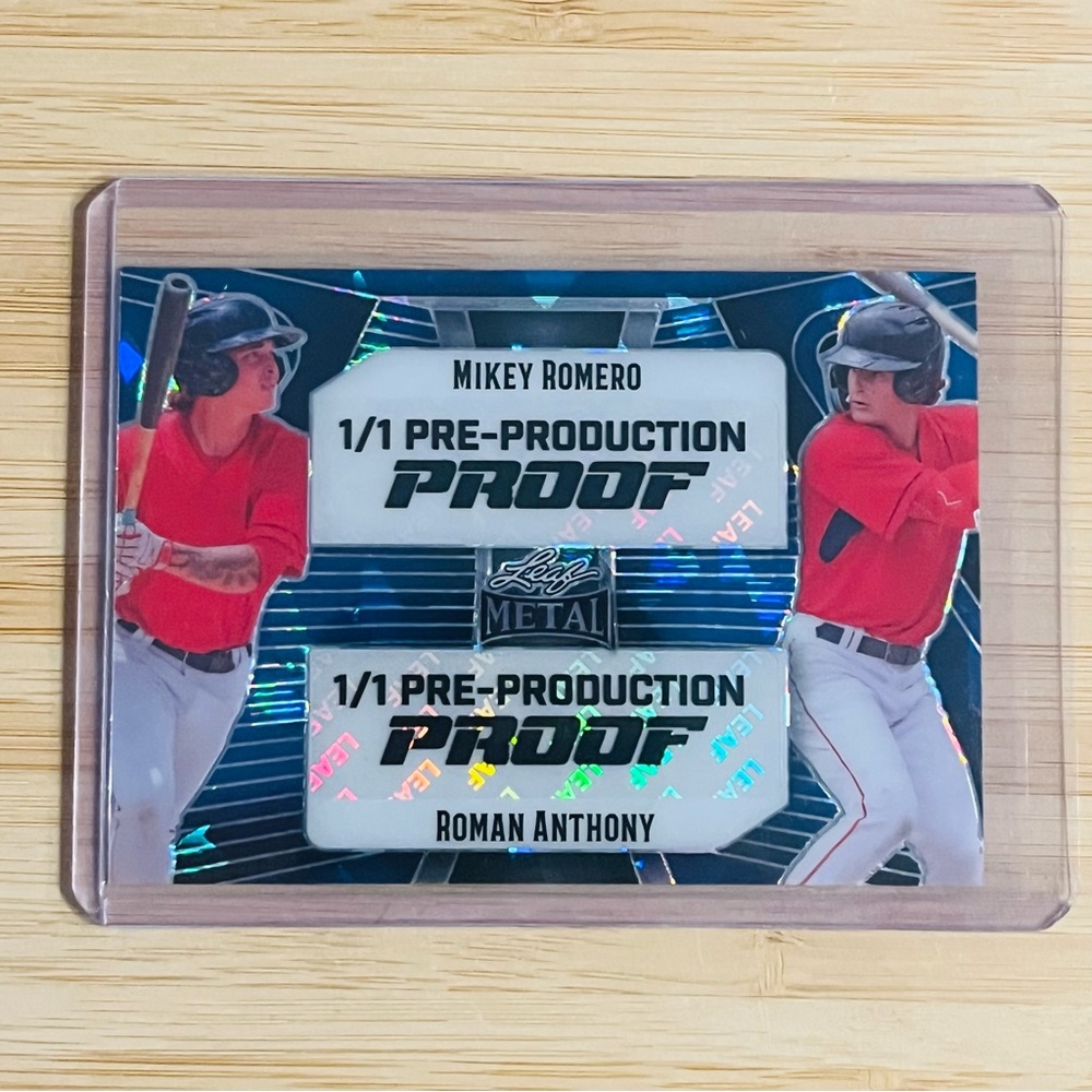 ROMAN ANTHONY, MIKEY ROMERO 2024 Leaf Metal Blue Cracked Ice Prizm Proof RC 1/1